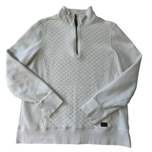 L.L.Bean Quilted Quarter‎ Zip Pullover Women's Medium Outdoor Classic Cream